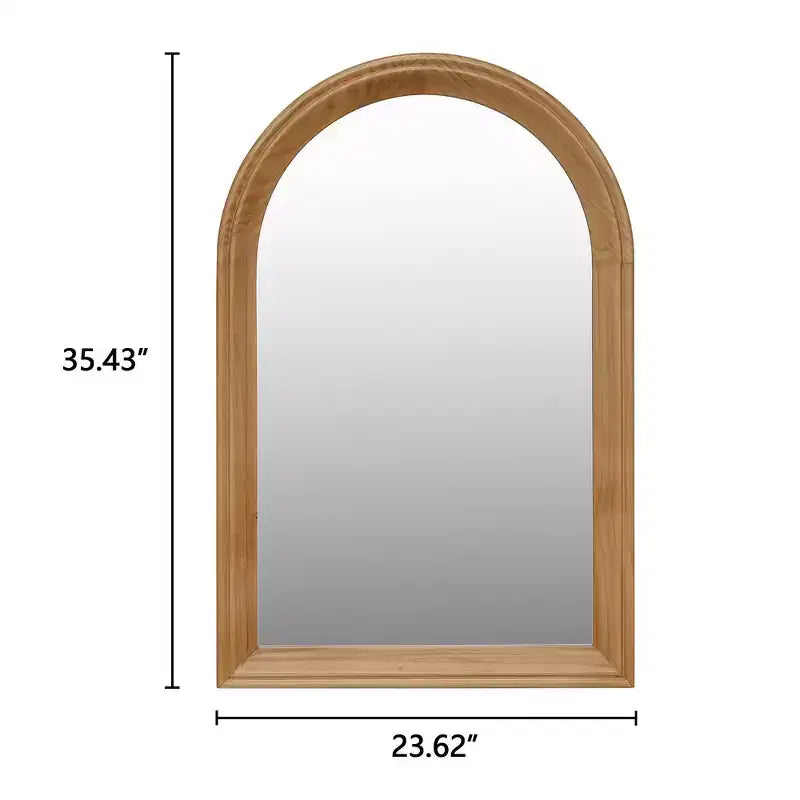 Whisen Arched Decorative Wall Mirror with Natural Oak Wood Frame, Modern Rustic Bathroom Vanity Mirror - Natural Wood