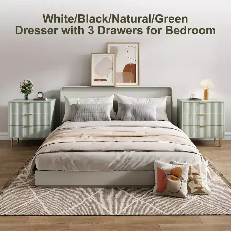 3 Drawer Dresser, Wood Chest Organizer Storage, Modern Design, for Living Room, Hallway, Entryway