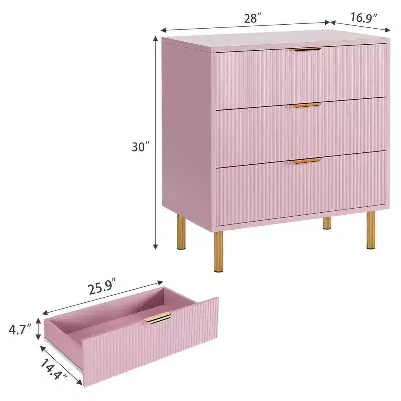 3 Drawer Dresser, Wood Chest Organizer Storage, Modern Design, for Living Room, Hallway, Entryway