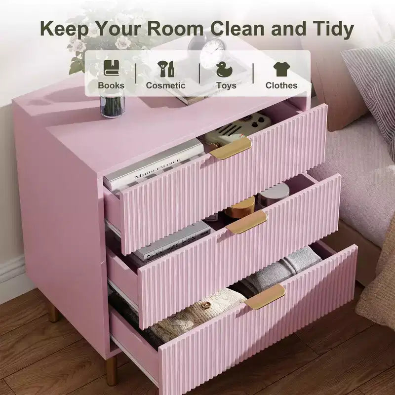 3 Drawer Dresser, Wood Chest Organizer Storage, Modern Design, for Living Room, Hallway, Entryway