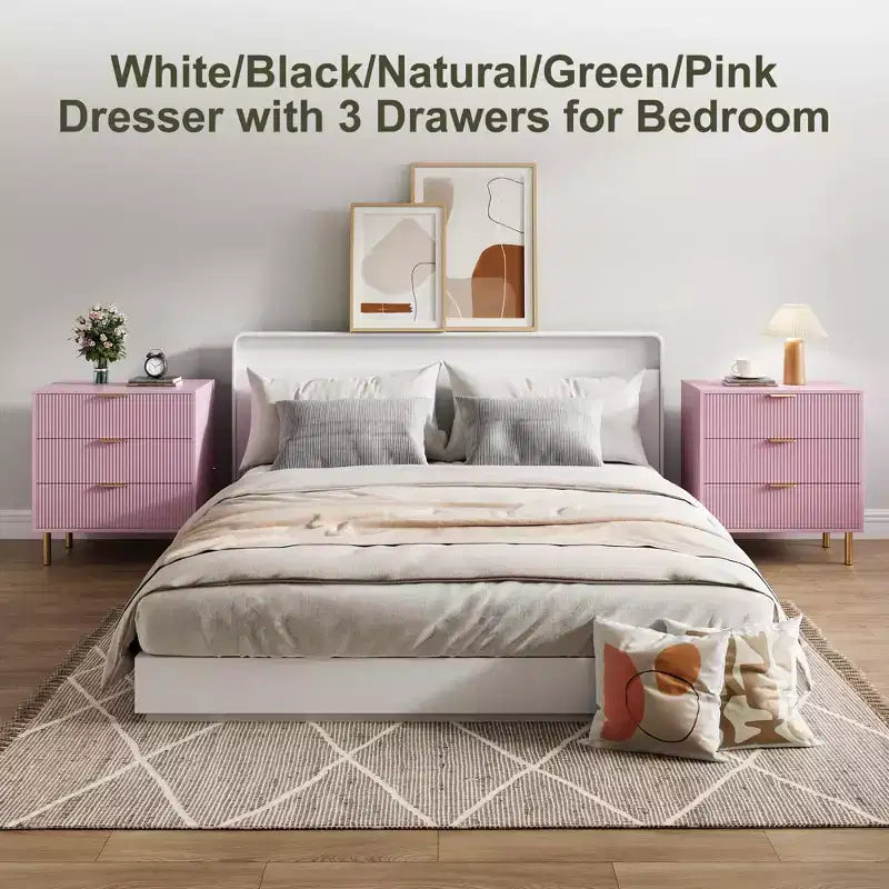 3 Drawer Dresser, Wood Chest Organizer Storage, Modern Design, for Living Room, Hallway, Entryway