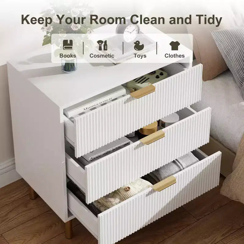 3 Drawer Dresser, Wood Chest Organizer Storage, Modern Design, for Living Room, Hallway, Entryway