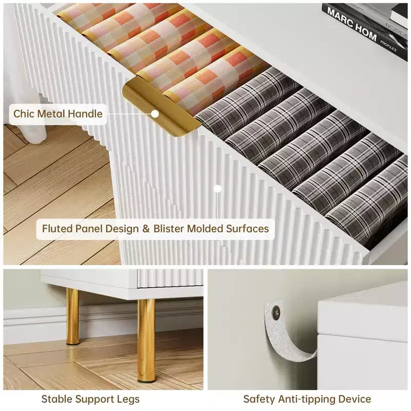 3 Drawer Dresser, Wood Chest Organizer Storage, Modern Design, for Living Room, Hallway, Entryway