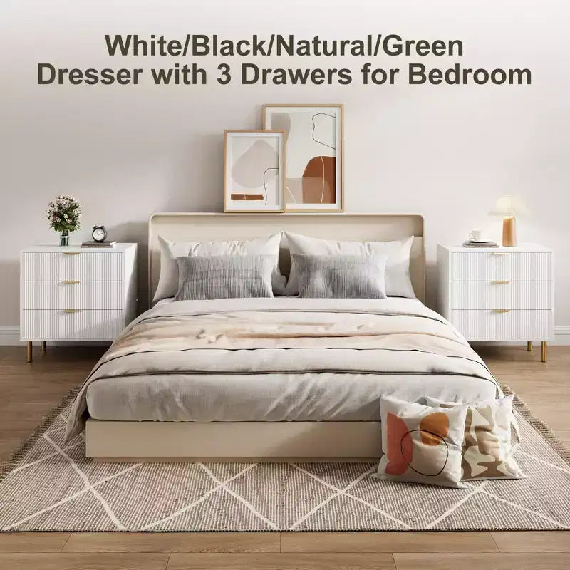 3 Drawer Dresser, Wood Chest Organizer Storage, Modern Design, for Living Room, Hallway, Entryway