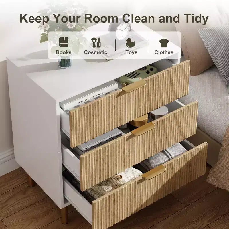3 Drawer Dresser, Wood Chest Organizer Storage, Modern Design, for Living Room, Hallway, Entryway