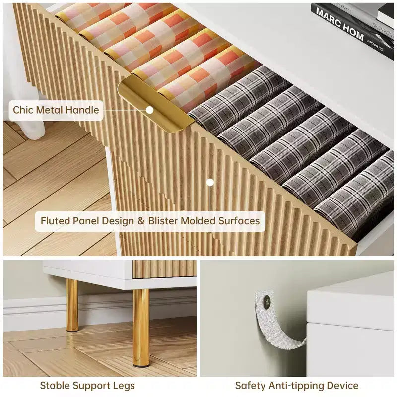 3 Drawer Dresser, Wood Chest Organizer Storage, Modern Design, for Living Room, Hallway, Entryway