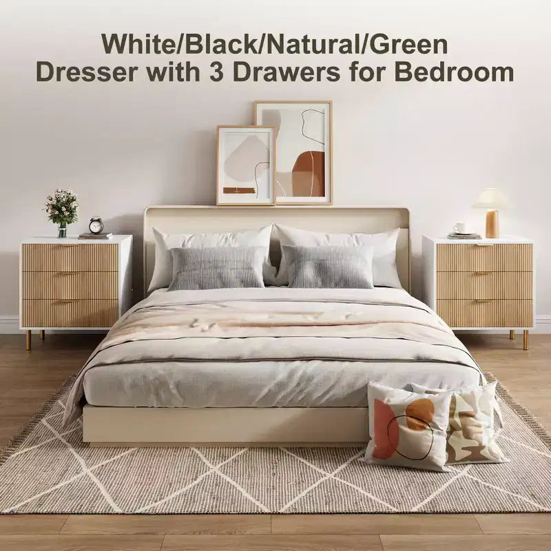3 Drawer Dresser, Wood Chest Organizer Storage, Modern Design, for Living Room, Hallway, Entryway