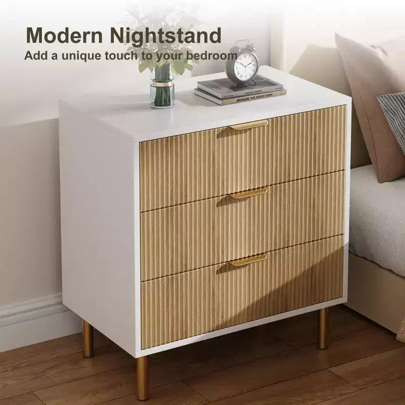 3 Drawer Dresser, Wood Chest Organizer Storage, Modern Design, for Living Room, Hallway, Entryway