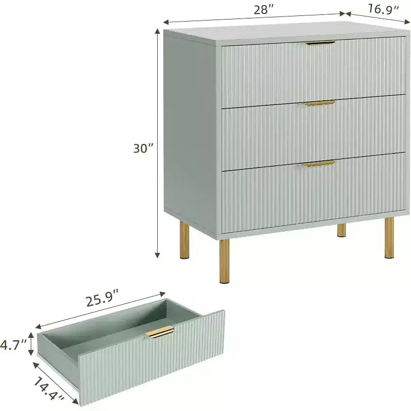 3 Drawer Dresser, Wood Chest Organizer Storage, Modern Design, for Living Room, Hallway, Entryway