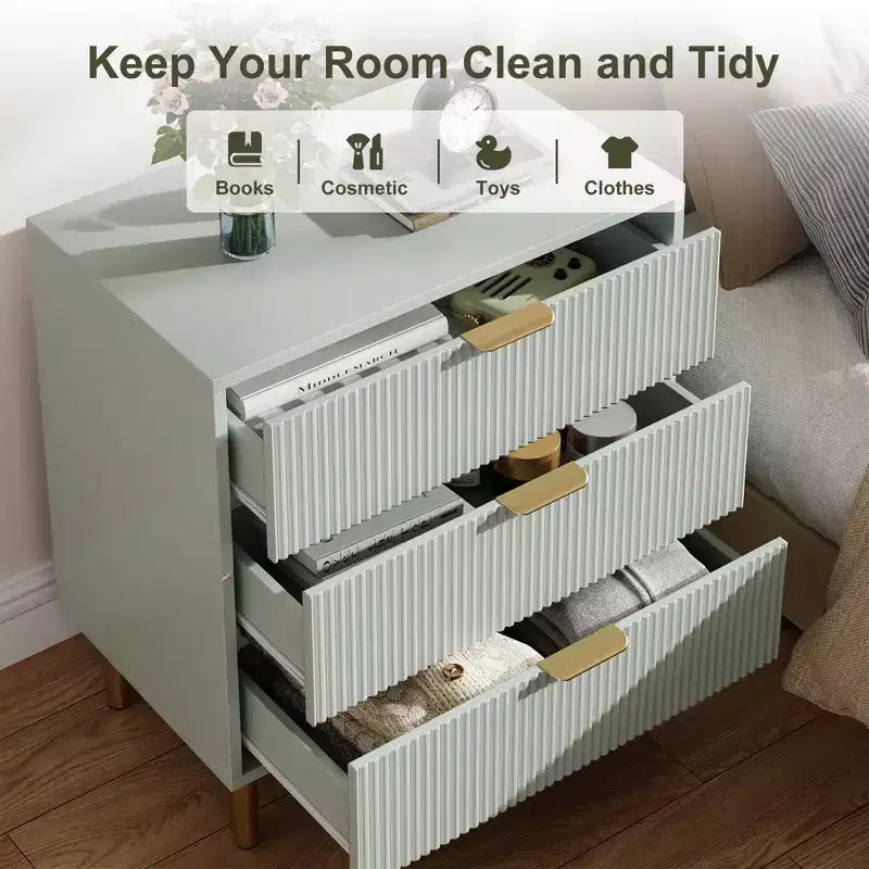 3 Drawer Dresser, Wood Chest Organizer Storage, Modern Design, for Living Room, Hallway, Entryway